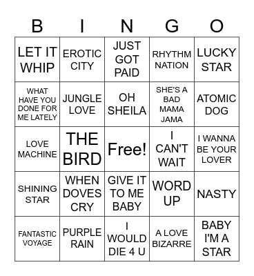 4- PRINCE RADIO Bingo Card