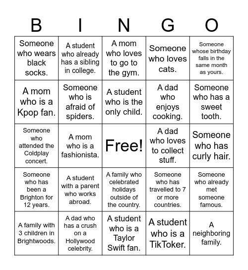 HUMAN Bingo Card