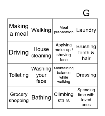 What do you think is important? Bingo Card