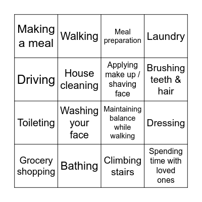 What do you think is important? Bingo Card