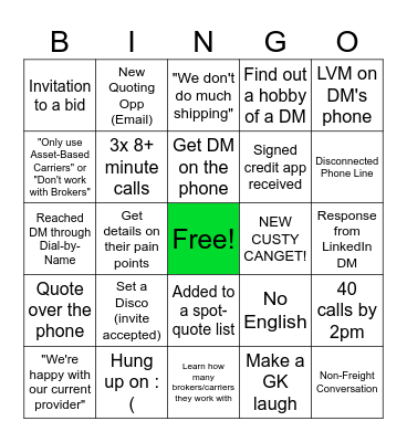 AXLE SALES! Bingo Card