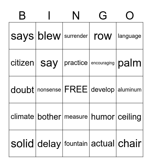 Untitled Bingo Card