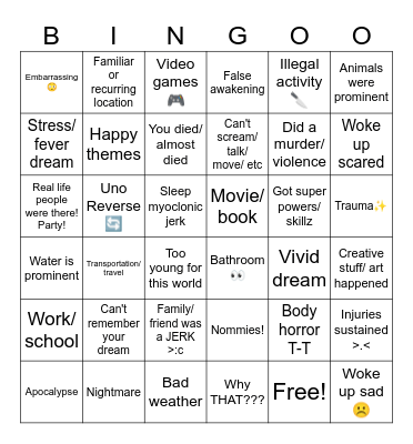 Dream BIG! With Bingo (February) Bingo Card