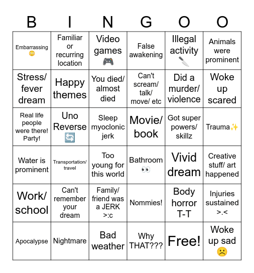 Dream BIG! With Bingo (February) Bingo Card