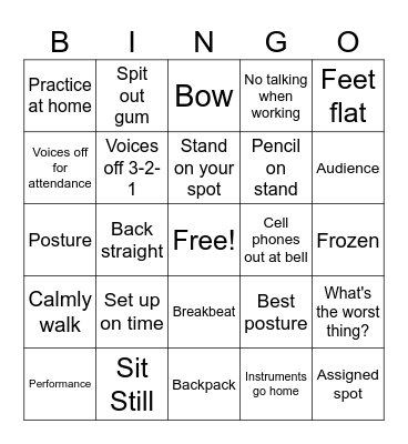 May 10 Concert Bingo Card