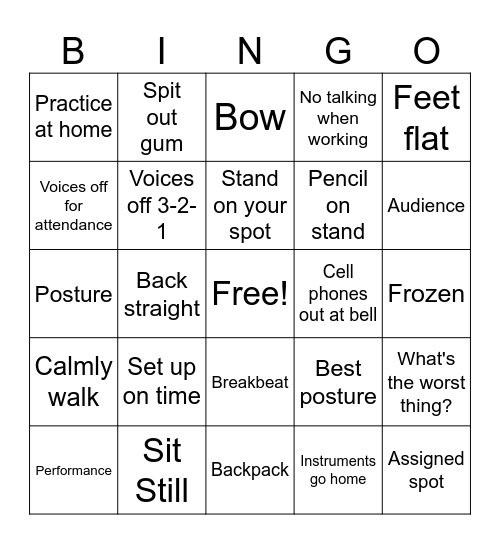 May 10 Concert Bingo Card