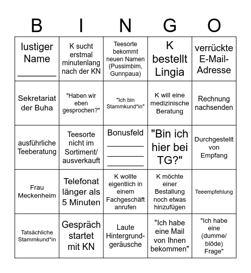 Tee-lefon BINGO Card