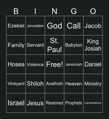 By: Faith, Maria, Garrett, and Carter Bingo Card