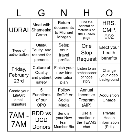 February Bingo Board Bingo Card