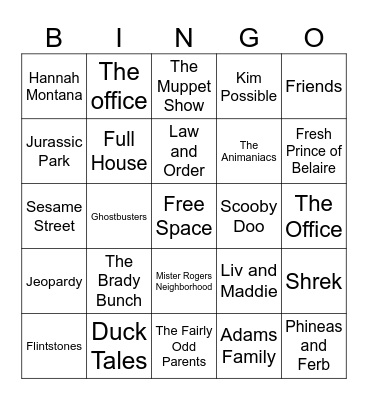 Famous Theme Songs Bingo Card