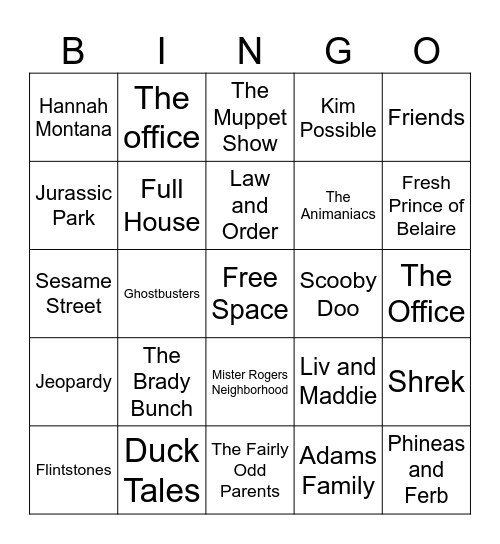 Famous Theme Songs Bingo Card