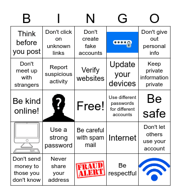 Internet Safety Bingo Card