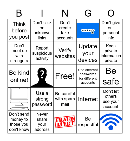 Internet Safety Bingo Card