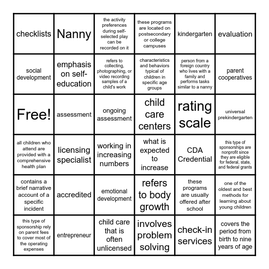 Chapters 1 - 3 Review Bingo Card