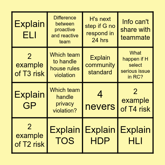 Claims Day 2 BOD Bingo Card