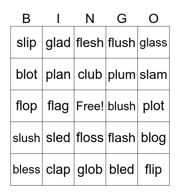 L blends  Bingo Card