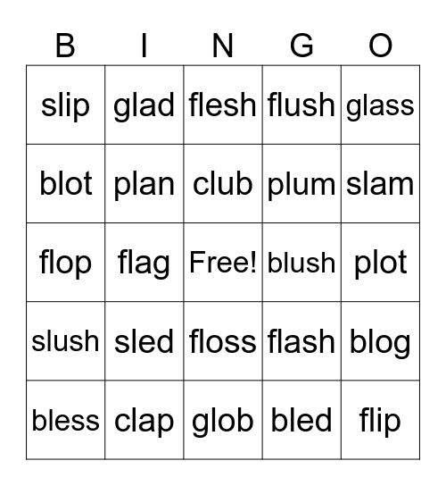 L blends  Bingo Card