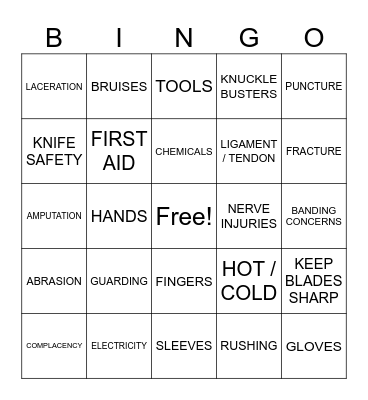 LEOLA HAND SAFETY BINGO Card