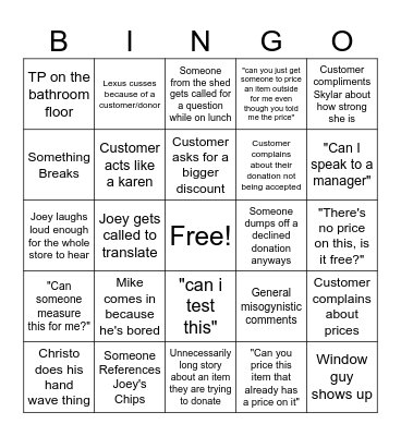 ReStore Bingo Card