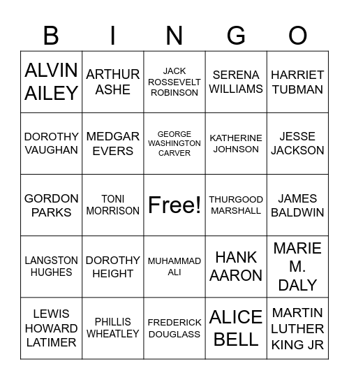 Black History Bingo Card