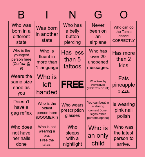 Find the Gal….. Bingo Card