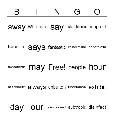 3.4 BINGO Card