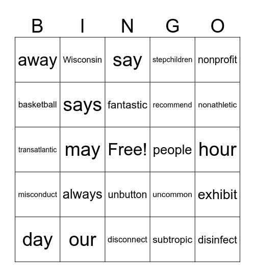 3.4 BINGO Card