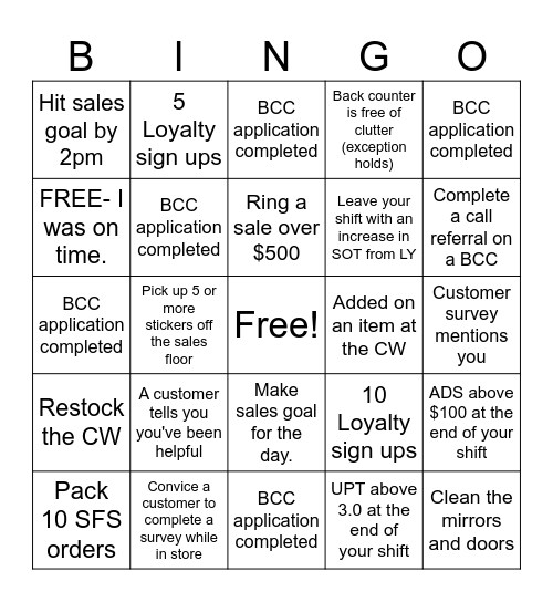 BRFS 6269 Bingo Card