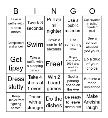 Carnival Bingo Card