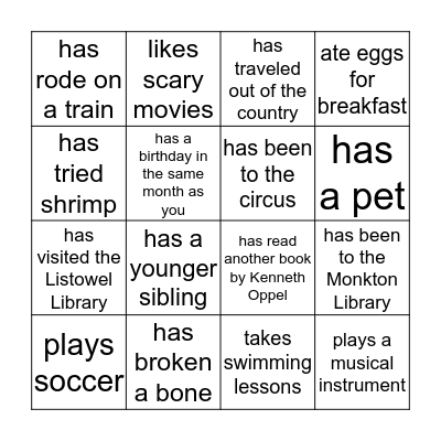 Getting to Know You BINGO! Bingo Card