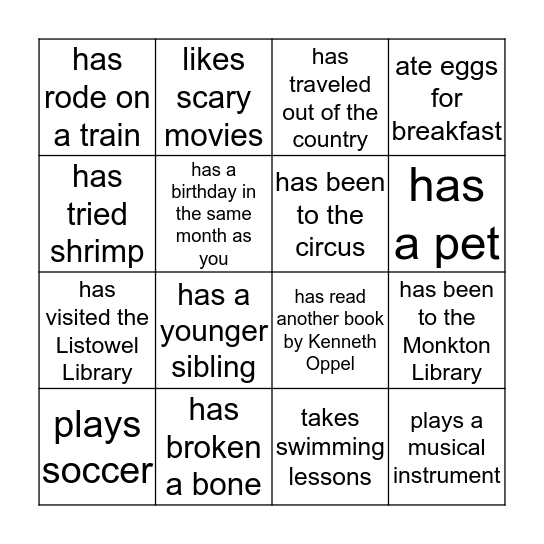 Getting to Know You BINGO! Bingo Card