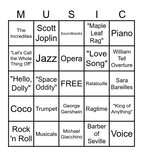 Composer Bingo 2023-2024 Bingo Card