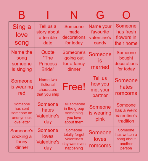 NorthOne Valentine's Bingo Card