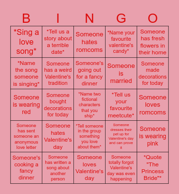 NorthOne Valentine's Bingo Card