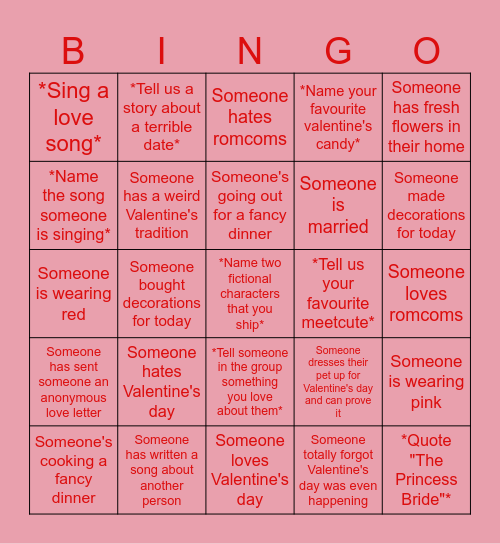 NorthOne Valentine's Bingo Card