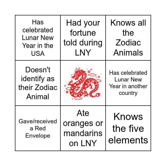 AIA Virtual Lunar New Year 2024 Bingo Card