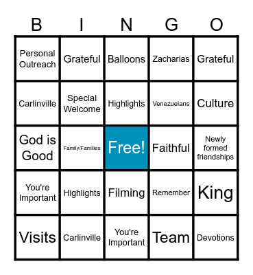 Exodus' Super Fun Bingo Card