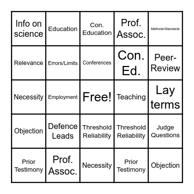 Qualifying an Expert Bingo! Bingo Card