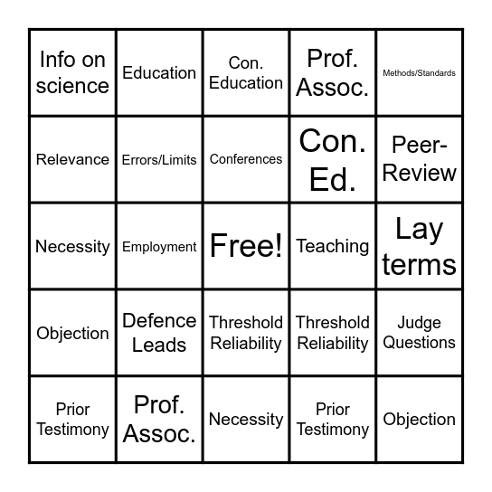 Qualifying an Expert Bingo! Bingo Card