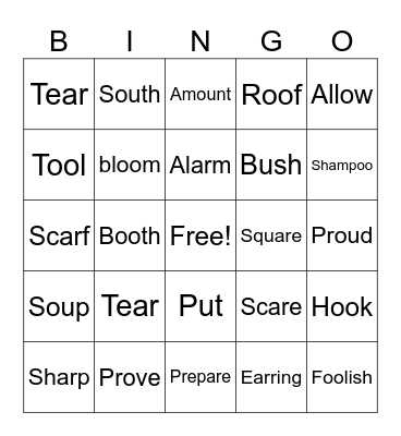 Vocabulary Bingo Card