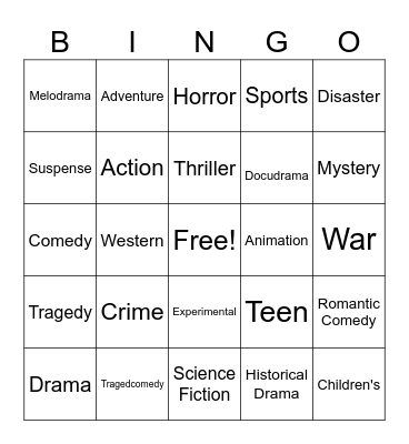 Genre Bingo Card