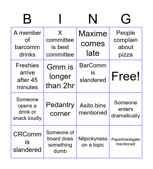 Cosmos GMM Bingo Card