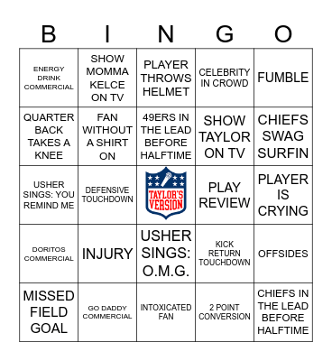 SUPERBOWL 2024 Bingo Card