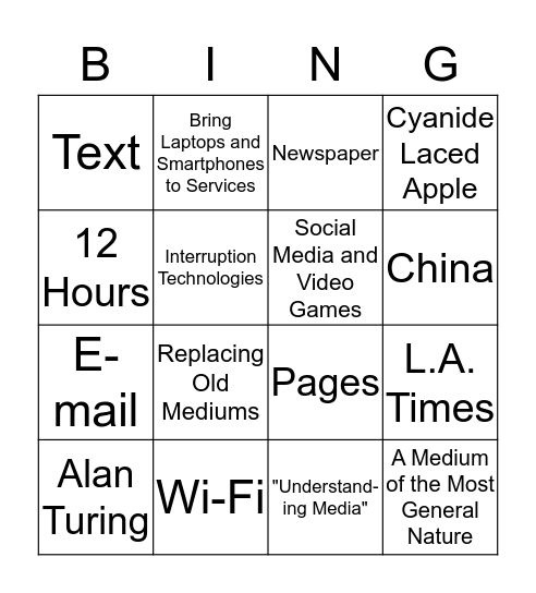 4 Squares Across, Down, or Diagonally Wins Bingo Card