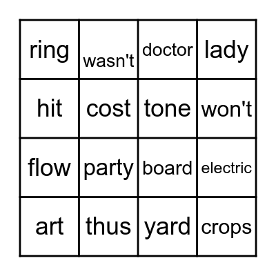 Sight Words 9A Bingo Card