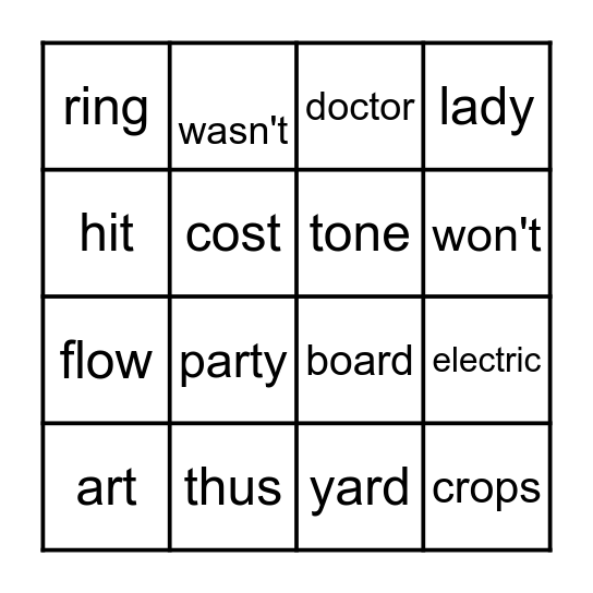 Sight Words 9A Bingo Card