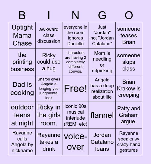 My So-Called Bingo Card