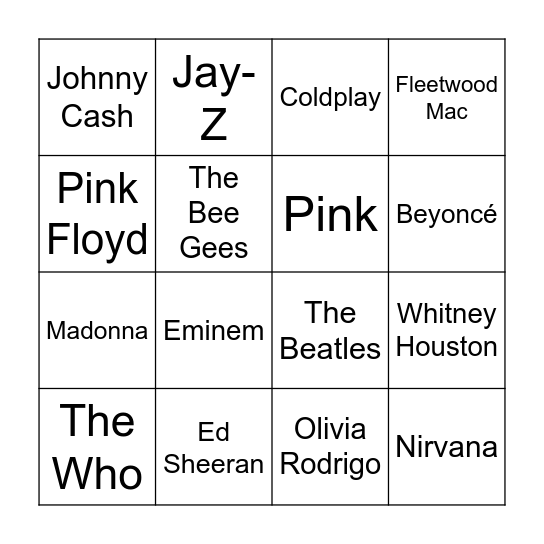 Blood on the Tracks BINGO Card