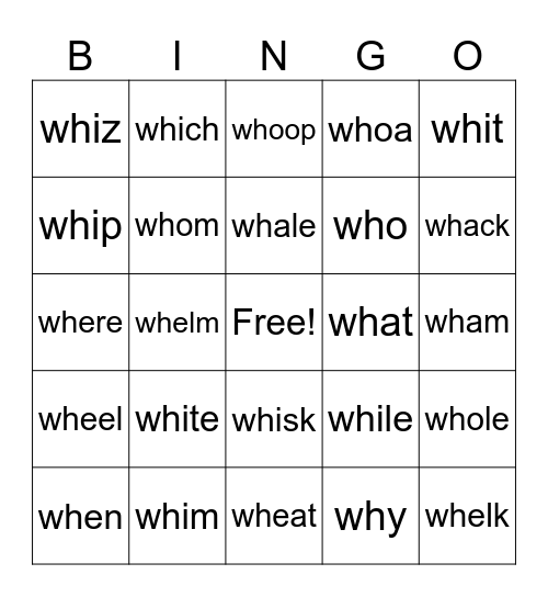 WH Bingo Card