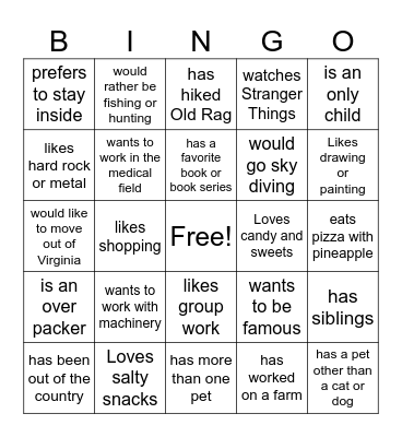 Getting to Know You English II Bingo Card